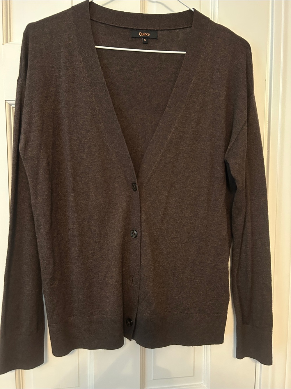 Quince Brown V-Neck Button Cardigan